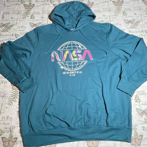 Blue teal pink NASA Hoodie 2XL For the Benefit of all - Picture 2 of 7